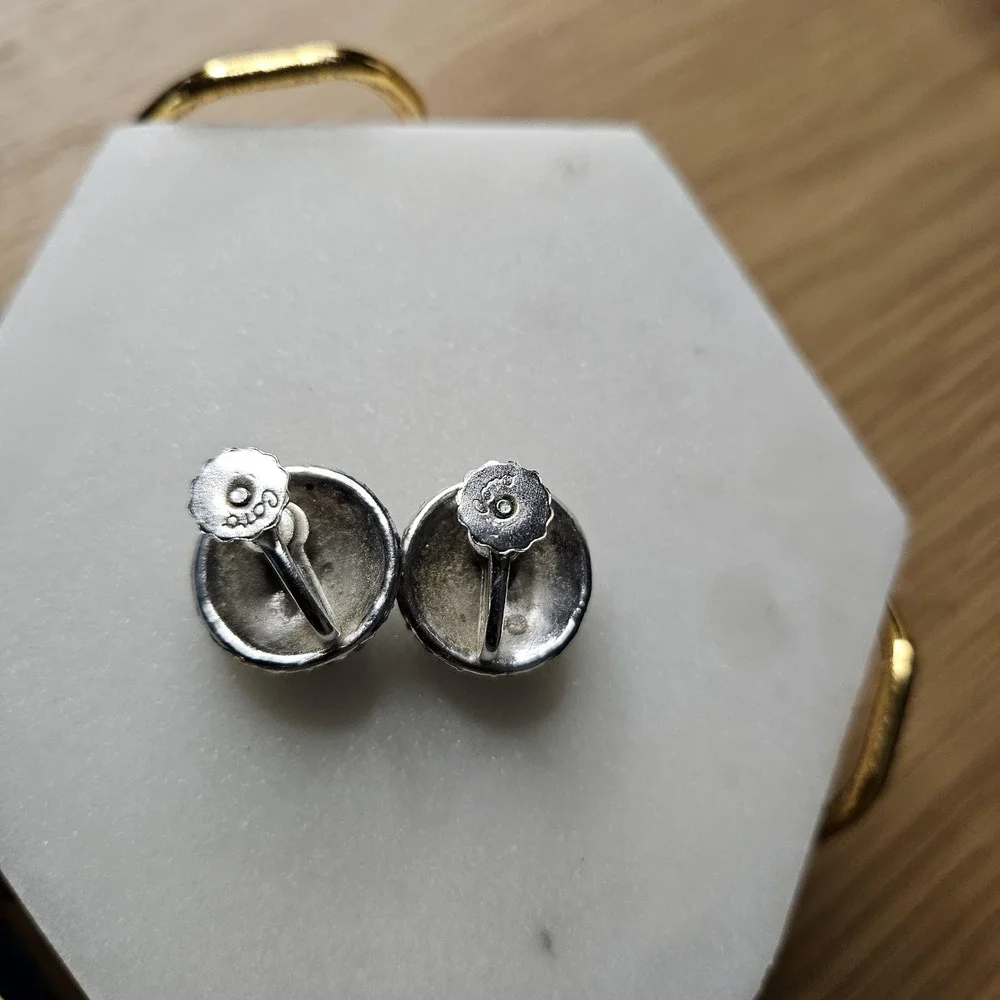 vintage Coro clear rhinestone silver‎ tone round screw back earrings